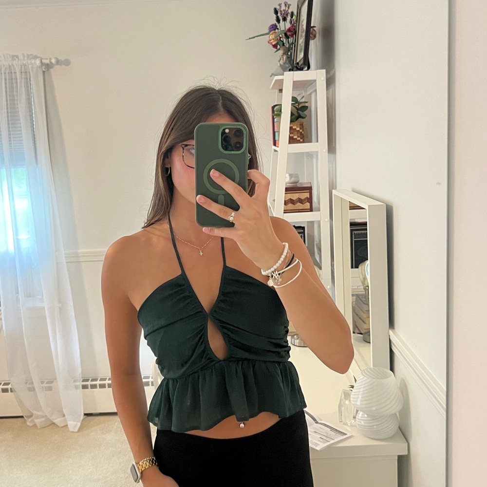 Green pacsun crop halter top.